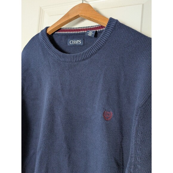 Vintage Chaps Men's Size XXL Navy Pullover Sweater Crest Preppy Classic - Picture 2 of 11